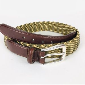 Orvis 2 Tone Leather Braided Belt Silver Buckle